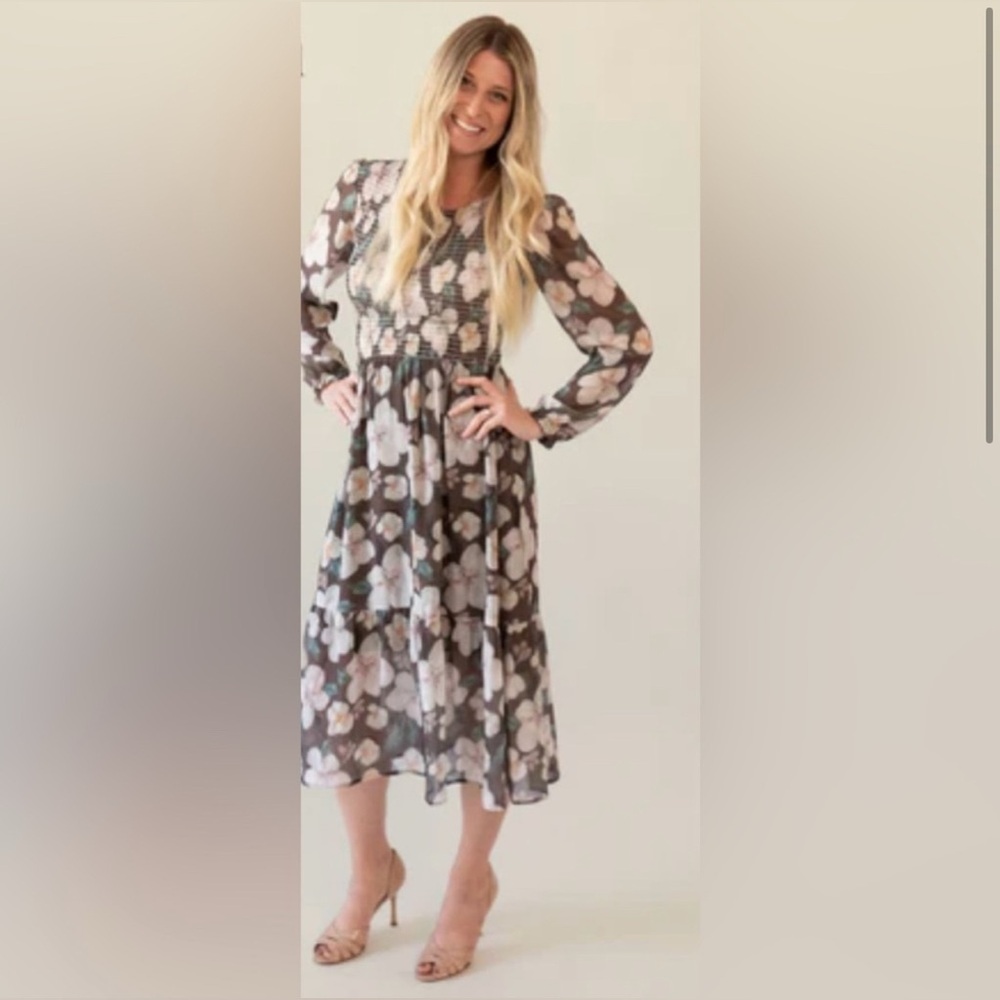Mad About Style Floral Long Sleeve GRACE Midi Dress Jilly Box Size M - Picture 2 of 13